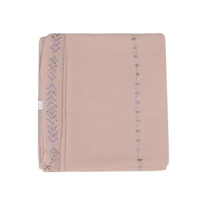 RARITYUS Sparkly Rhinestone Hijab Scarf for Women Silky Chiffon Instant Muslim Islamic Hijab Head Wrap Long Shawls - color: Pink