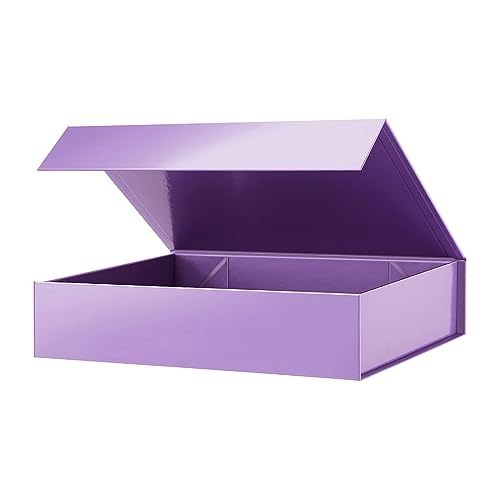 PACKHOME Gift Box 11.5x8x2.5 Inches, Sturdy Shirt Box with Magnetic Lid for Multiple Occasions (Glossy Purple) - color: 11x7.8x2.3 Inch-Purple-Pack of 1