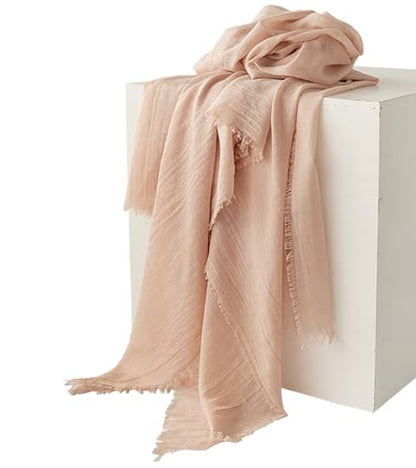 Women Summer Scarfs Large Long Lightweight Linen Beach Gauze Shawl Wrap 75”×40” - color: Naked Pink