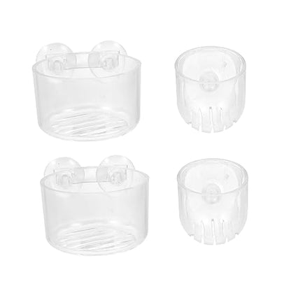 BESPORTBLE 4pcs Acrylic Feeding Cups for Aquariums Transparent Shrimp Feeder Dishes with Suction Cup Design Easy to Install Promotes Healthy Eating for Fish and Shrimp