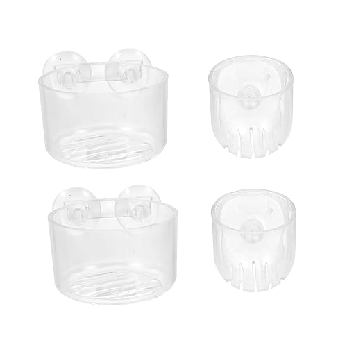 BESPORTBLE 4pcs Acrylic Feeding Cups for Aquariums Transparent Shrimp Feeder Dishes with Suction Cup Design Easy to Install Promotes Healthy Eating for Fish and Shrimp