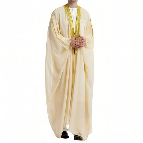 Men's Kaftan - Muslim Robe Thobe Caftan - color: Beige, size: Large