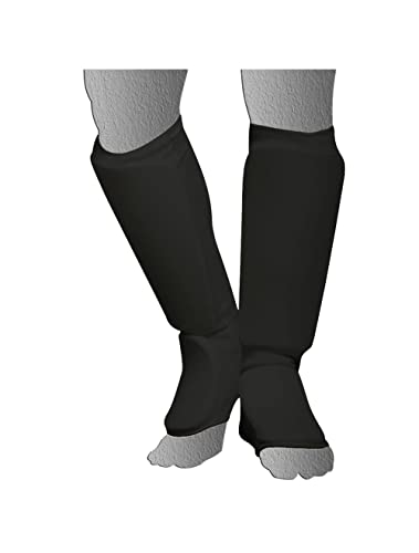Cloth Shin Instep Guard Premium Poly-Cotton Elasticated Muay Thai Shin Guards for MMA, Sparring Gear, & Taekwondo - color: White, size: Large