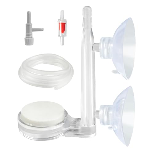 AQUANEAT Aquarium Air Stone Disc, 1 Inch Nano Bubble Stone Kit Quiet Dissolved Oxygen Diffuser with Accessories tubing and valves for Small Fish Tank - size: 1 inch