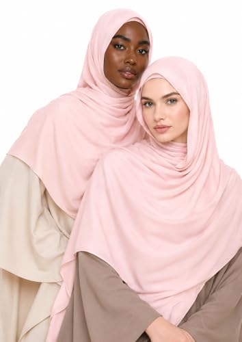 Premium Breathable Modal Cotton Hijab for Women, Lightweight, Non-Slip, Soft & Elegant Scarf for Everyday Wear - color: Blush Pink
