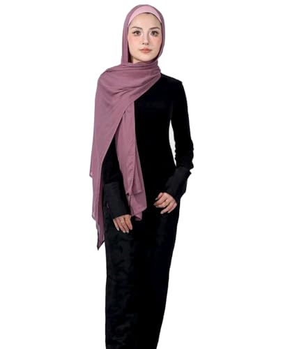 Modal Cotton Hijab Scarf for Women with Undercap Set - color: Dusty Rose