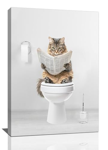 Cat Wall Art Funny Cat Bathtub Bathroom Pictures Wall Decor Canvas Prints Framed Artwork Paintings Office Home Decorations For Bathroom Bedroom Living Room 16"x24" - color: Cat, size: 16L" x 24W"
