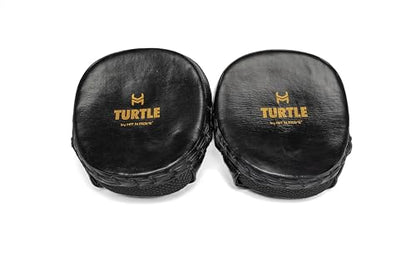 HIT N MOVE Curved Micro Turtle Boxing Mitts | Punching Pads | Sparring Gear for Boxing, MMA, Kickboxing, Muay Thai, Martial Arts Training Equipment, Genuine Leather, High-Performance Mitts - color: Black