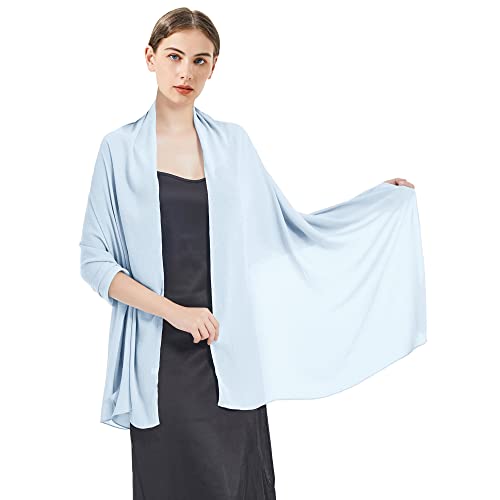 Chiffon Shawls and Wraps - Lightweight Scarve for Women Evening Dresses Wedding Bridal Formal Party - color: K-light Blue