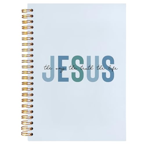 Boho Christian Notebook Journal, Christian Gifts for Women, Bible Notebooks for Note Taking, Bible Journaling Notebook, Jesus the Way the Truth the Life Hardcover Spiral Notebook 5.5x8.3 blue - color: white Bible-monotonous jesus blue