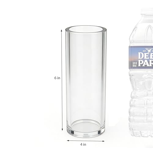 FixtureDisplays® Clear Acrylic Tube 4" (Nominal) Diameter (3.937" Exact Outside dim) x 6" Long, 5/64" (2mm) Wall Open Ended 15139-6"-4PK-NPF - size: 4" Dia X 6" 4PK