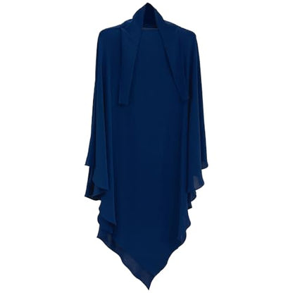 Muslim Prayer Abaya Islamic Women's Khimar Pure Color Hijab Dress Long Sleeve Dubai Kaftan - color: Darkbluehijab
