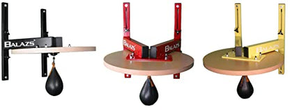 Balazs i-Box Speed Bag Platform - Heavy Duty Commercial Steel, Made in USA | Commercial Grade 11-Gauge Steel, 12" Adjustable Wall Mount, Pro Level III Swivel, 24" Drum, Made in USA - color: Yellow