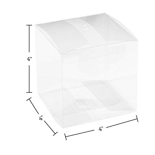 Hammont Clear PET Plastic Storage Boxes - Transparent Gift Boxes, Empty Containers Packing Box for Party Favors Ideal for Cookies, Ornament, Gifts, Wedding, Birthday and Parties - 4"x4"x4" (8 Pack) - size: 4"x4"x4"