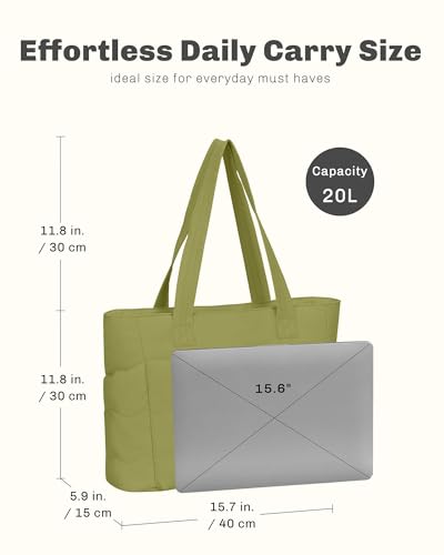 Hynes Eagle Tote Bag for Women Quilted Travel Bag Lightweight Puffer Tote Shoulder Handbag with Compartments Work/Gym/Teacher - color: Green
