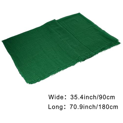 Nydotd Women Summer Cotton Linen Scarf Crinkle Long Beach Shawl Wrap hijab with Fringe - color: Green