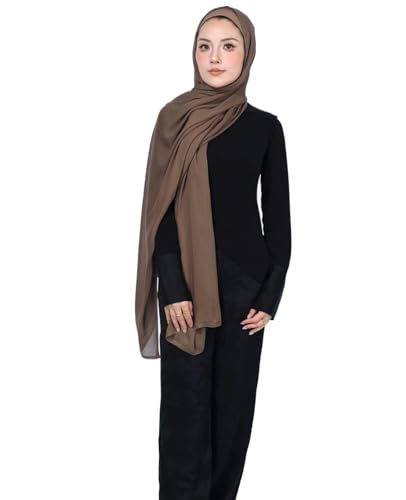 Modal Cotton Hijab Scarf for Women with Undercap Set - color: Choco Brown