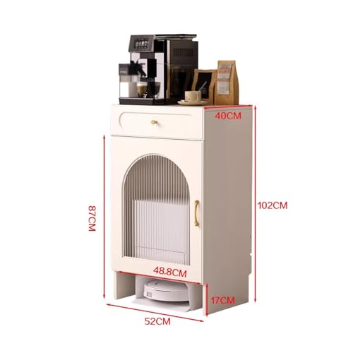 Sweeper Robot Storage Cabinet Living Room Sweeper Shelf Sweeping Machine Storage Cabinet Fish Tank Cabinet Sofa Side Table Storage Cabinet Sweeper Organizer(Gris)