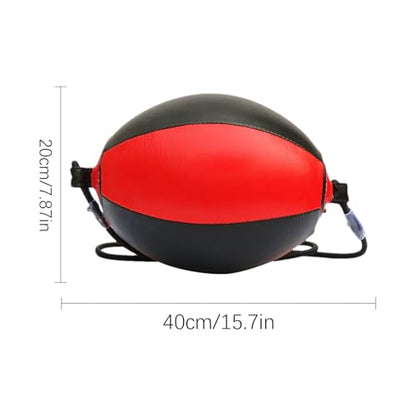 Reflex Boxing Ball, Punching Bag Set, Double End Feature Training Equipment, Pu Leather Ball with Carabiners and Headband, Speed and Reaction Hand Eye Exercise, Home Gym Use for Boxing 12x12 Inches - color: Red