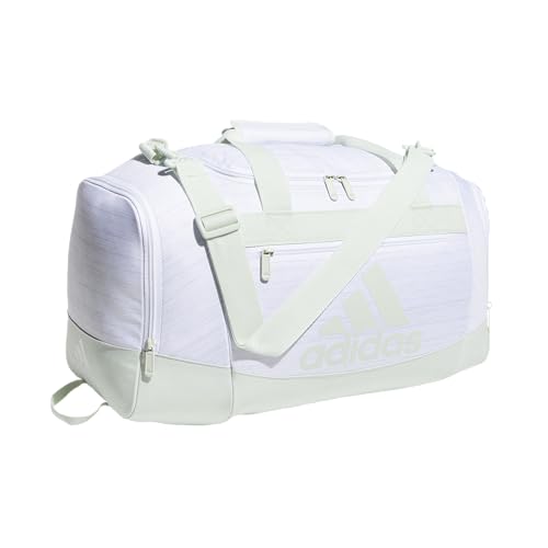 adidas Unisex Defender 4.0 Gym Duffel Bag for Men and Women - color: Two Tone White-Clear Onix/Linen Green, style: Small (38l)