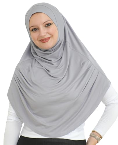 Prien Ready To Wear Hijab For Women, Instant Turban, Soft Muslim Scarf For Prayer, Long Hijabs, Islamic Clothes, Jersey Abaya - color: Grey