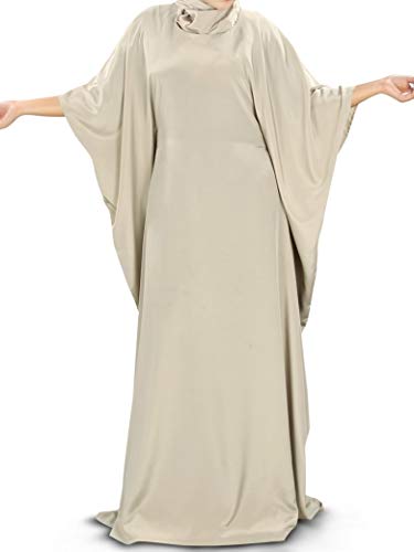 MyBatua Women's Kaftan, Free Size Abaya, Dubai Islamic Dress, Muslim Maxi KF-001 - color: Warm Grey