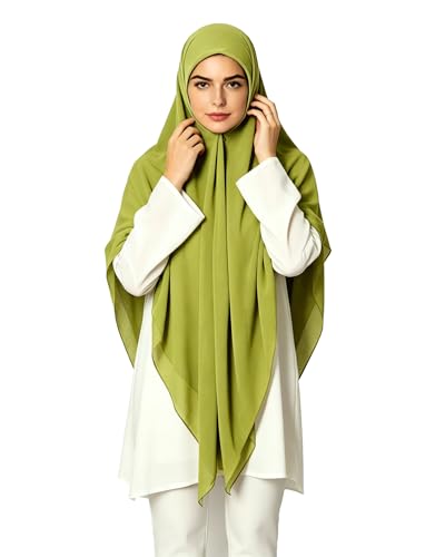 Lina & Lily Premium Chiffon Hijab Head Scarf Shawl Wrap for Muslim Women Square 58'' x 58'' - color: Lime Green