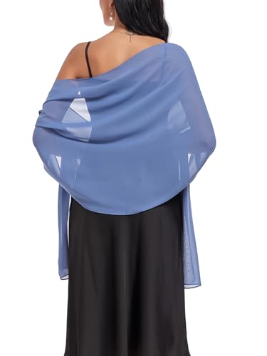 Shawls and Wraps Soft Chiffon Scarve Scarf For Evening Party Dresses Wedding Stole - color: Dusty Blue
