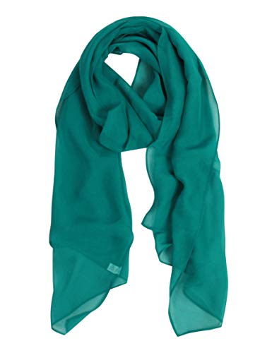 PANTONIGHT Long Chiffon Sheer Scarf For womens - color: 715 Teal Green