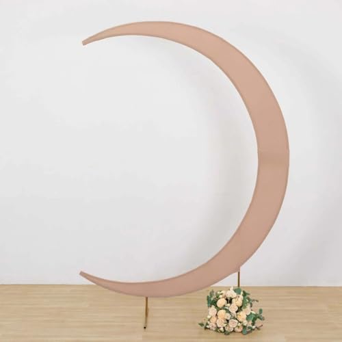 Efavormart 2 Pack Nude Spandex Crescent Moon Arch Covers for 7.5ft Stand, Custom Fitted 2-Piece Double-Sided Backdrop Sleeves for Modern Organic Staging - color: Nude, size: Cover Set