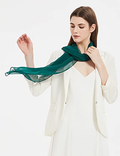 PANTONIGHT Long Chiffon Sheer Scarf For womens - color: 712 Green