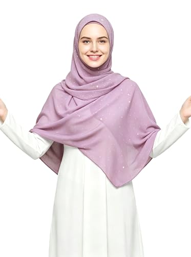 Lina & Lily Sparkle Shimmer Gold Glitter Women's Chiffon Hijab Head Scarf Shawl Wrap Lightweight - color: Dusty Pink