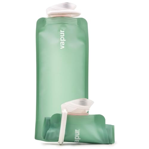 Vapur Collapsible Water Bottle with Carabiner - 23oz (0.7L), Sea Glass - Flexible, Lightweight Water Bottle for Travel, Concert, Hiking, and Outdoor Adventures - BPA-Free, Dishwasher-Safe, Freezable - color: Sea Glass