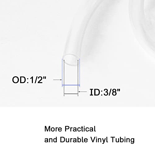 Eoiips PVC Vinyl Tubing, 3/8" ID x 1/2" OD Plastic Industrial Grade Lightweight Clear Hybrid PVC Hose Tube BPA Free Air Hose Line, 25FT - size: 3/8" ID, style: 25FT