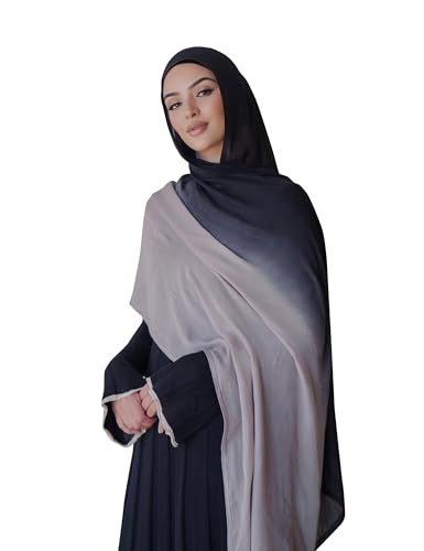 Txmout Ombre Modal Hijab Scarf for Women Muslim, Soft Lightweight Headscarf - color: Black - Grey