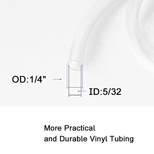 Eoiips 5/32" ID PVC Vinyl Tubing, 5/32" ID x 1/4" OD Flexible Clear Plastic Tubing Industrial Grade Lightweight Hybrid PVC Hose Tube BPA Free Air Hose Line, 10FT - size: 5/32" ID, style: 10FT