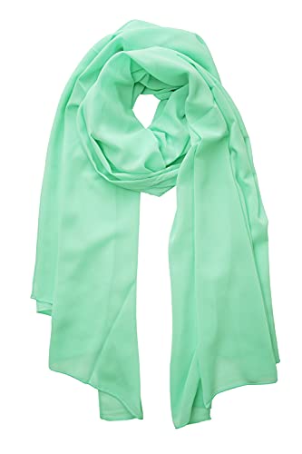 YOUR SMILE for Women Lightweight Breathable Solid Color Soft Chiffon Long Fashion Scarves Sun-proof Shawls Wrap - color: Pale Green