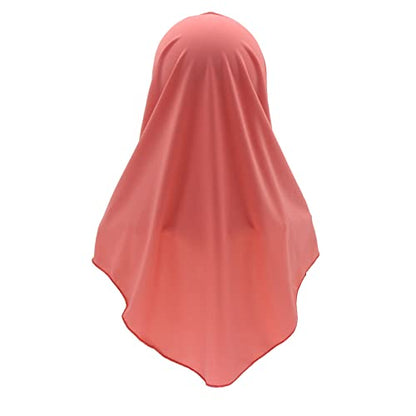 Girls Hijab Muslim Scarf for Kids – Ready to Wear, Solid Color, Soft & Breathable Daily Headwear for Ages 6-11 - color: Watermelon Red