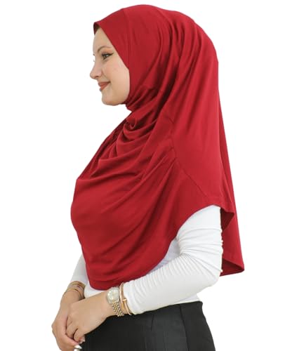 Prien Ready To Wear Hijab For Women, Instant Turban, Soft Muslim Scarf For Prayer, Long Hijabs, Islamic Clothes, Jersey Abaya - color: Burgundy