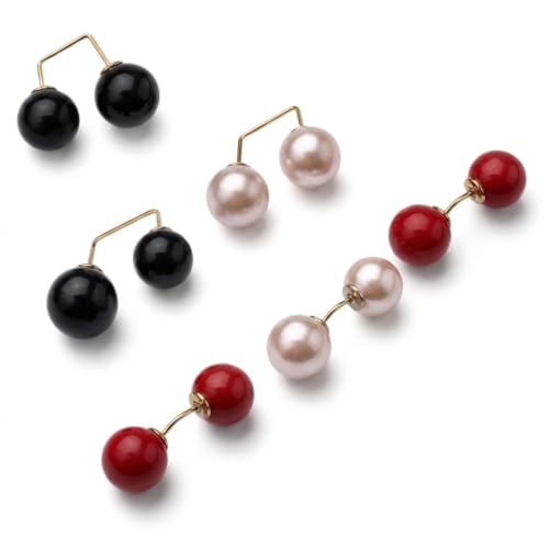 WILLBOND 6 Pcs Pearl Brooch Pins for Women - color: Black, Pink, Red