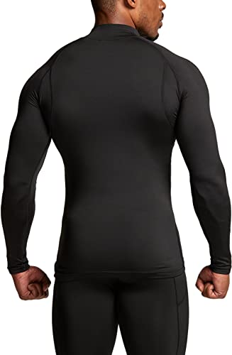 TSLA Men's Thermal Long Sleeve Compression Shirts, Mock/Turtleneck Winter Sports Running Base Layer Top - color: 2pack Black, size: XX-Large