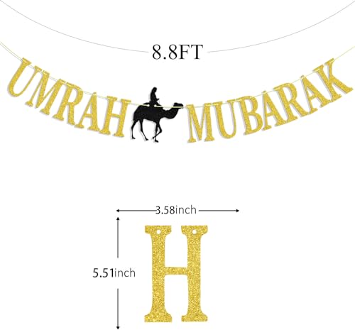 Umrah Mubarak Banner, Happy Eid Decorations Banner, Eid Festival Muslim Islam Party Decoration Supplies, 2023 Hajj Mubarak Umrah Mubarak Islamic Party Decoration Supplies…