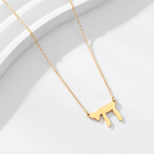 Stainless Steel Hebrew CHAI Necklace | Hand of Fatima Pendant | Turkish Evil Eye Charm | Israel Map Blessing Necklace | Protection Jewelry for Women men Include a Gift Box - color: Gold-Chai-1179