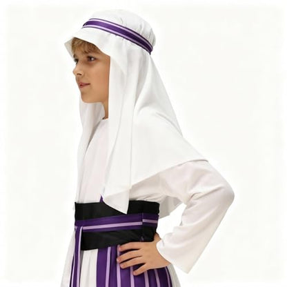 Kids Muslim Thobe Boys Arab Thobe Ethnic Ramadan Islamic Clothing Long Sleeve Arabic Prayer Kaftan Eid Trendy Maxi Dresses - color: White, size: 8-10 Years