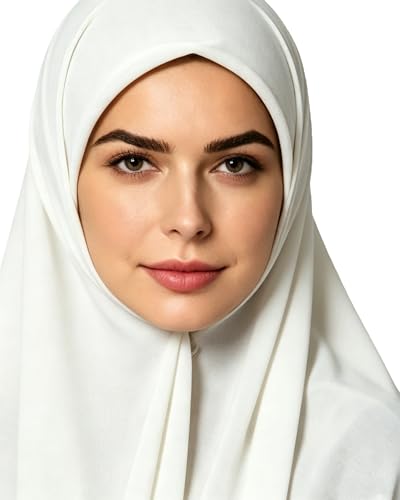 Lina & Lily Premium Chiffon Hijab Head Scarf Shawl Wrap for Muslim Women Square 58'' x 58'' - color: Ivory White