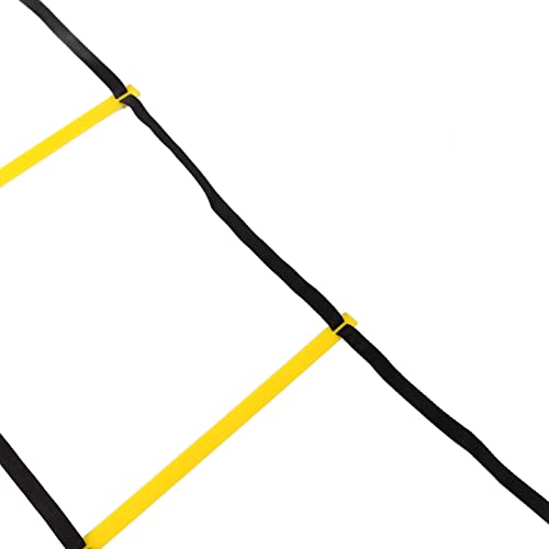 2PCS 4 Rung Rope Ladder Speed Training Footwork Ladder with Carry Bag for Football Basketball 2m Black Rope Yellow Rung