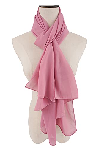 YOUR SMILE for Women Lightweight Breathable Solid Color Soft Chiffon Long Fashion Scarves Sun-proof Shawls Wrap - color: Pink