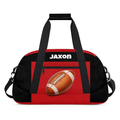 Personalized Boys Football Bag, American Football Bag, Black Red | Personalized Named Practice Travel Overnight Training Bag - color: Color 22