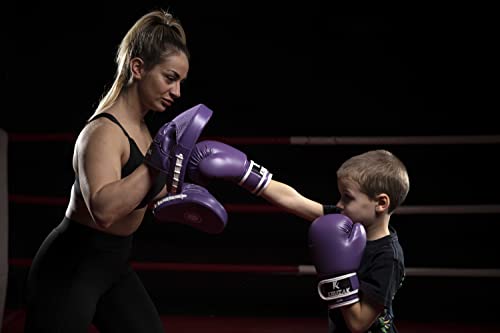Kruzak Boxing Gloves for Kids 5-10 Years Training, Sparring, Kickboxing, Muay Thai, Martial Arts & MMA Fighting - Boys & Girls Punch Bag Mitts Training - color: Purple, size: 8 oz
