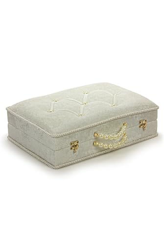 ihvan online Muslim Prayer Rug Set, Islamic Dowry Gift Box for Men & Women, Shawl, Kufi Hat, Digital Beads Counter, Quran Gift, Elegant Islamic Gifts Set for Ramadan & Eid & Wedding, White - color: White